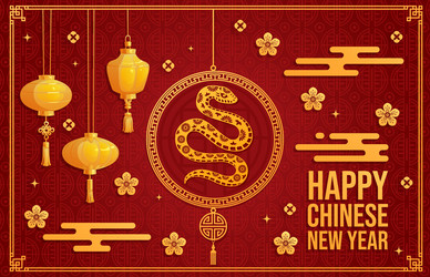 paper cut chinese lunar new year banner with snake Vector Image