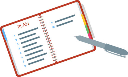 plan in notebook and pen icon vector