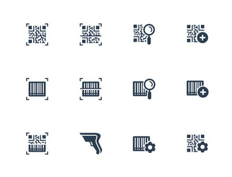 qr code and barcode scanning related icon set vector image