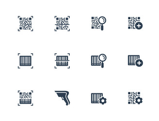 qr code and barcode scanning related icon set vector