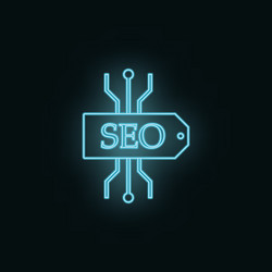 Seo scheme neon icon web development element vector