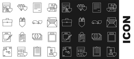 set line document with shield empty form mail vector image