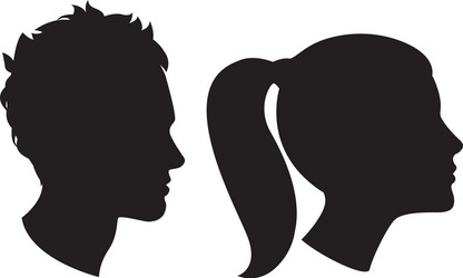 Face silhouettes of Men, Women and Children