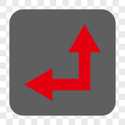 bifurcation arrow left up rounded square button vector image