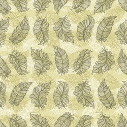 seamless pattern with openwork leaves feathers vector image