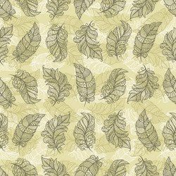 seamless pattern with openwork leaves feathers vector