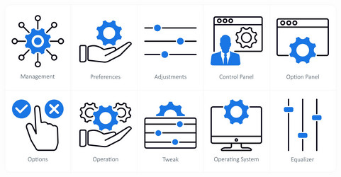 a set of 10 settings and configuration icons vector image
