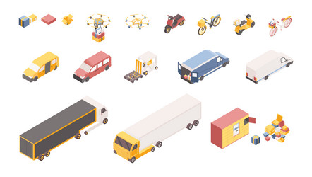 delivery service symbols isometric vector