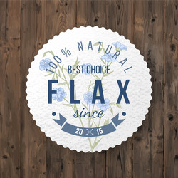 Flax round label with type design vector