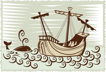 galleon sailing ship at sea with whale Vector Image