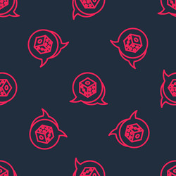 Red line game dice icon isolated seamless pattern vector