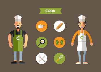 Flat design of cook with icon set infographic vector