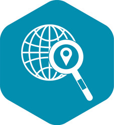 globe map pointer and magnifying glass vector image