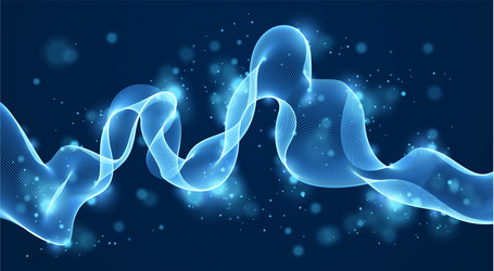 array of particles flowing over dark background vector image
