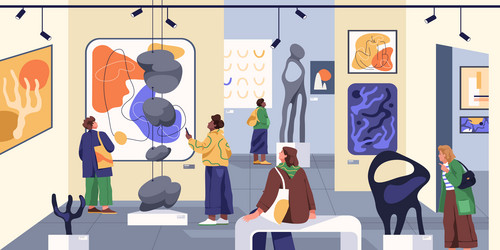 People Visiting Modern Art Gallery Visitors Vector Image People Visiting Modern Art Gallery Visitors Vector Image