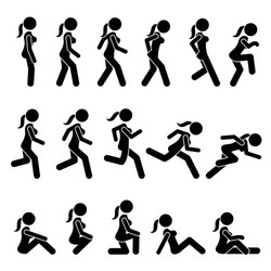 Basic woman jump and sit actions positions Vector Image