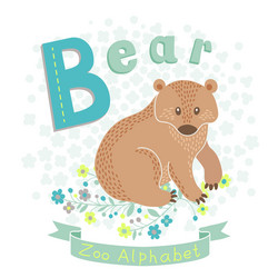 Cute zoo alphabet - letter b with cartoon bear Vector Image