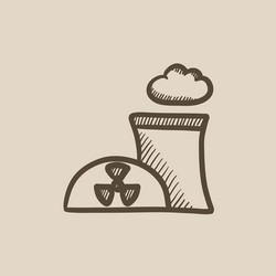 Nuclear power plant sketch icon vector