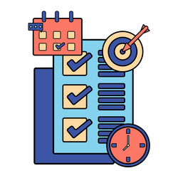 checklist with calendar clock and target concept vector image