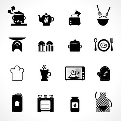 Cooking and kitchen icons set line style Vector Image