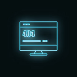 monitor site 404 error neon icon web development vector image