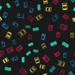 Set line delete folder retro flip clock ssd card vector
