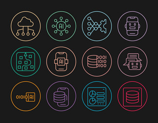 set line server data chat bot neural network vector image