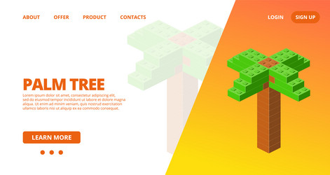web template with a palm tree vector image