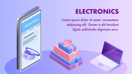 Electronics online store isometric banner template vector