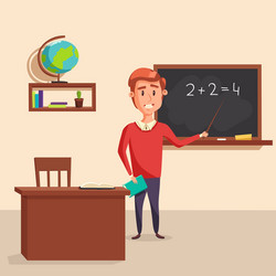 mathematics teacher with pointer in blackboard vector image