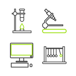 set line pendulum computer monitor with keyboard vector image