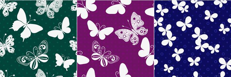 set of three seamless multicolored patterns