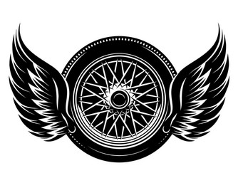 Car Wheel with Wings Emblem Vector Image