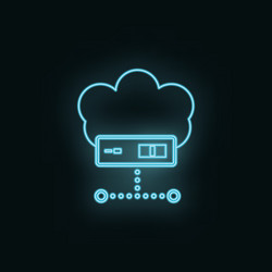 Cloud computing neon icon web development vector