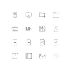files and folders sign linear thin icons set vector image