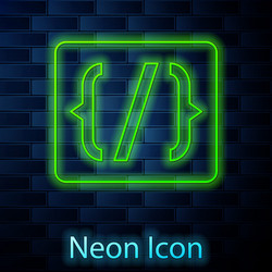 glowing neon line programming language syntax icon vector image