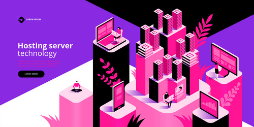 hosting server isometric abstract 3d datace vector