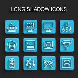 set line mobile phone processor cpu artificial vector image