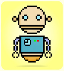 8 bit pixel robot for game assets vector