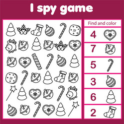 I spy game find color and count christmas vector