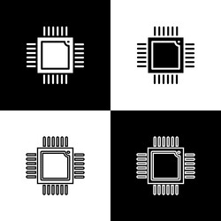 set computer processor with microcircuits cpu icon vector image