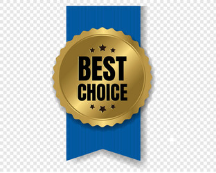 Best choice badge with ribbon and transparent vector