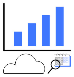 data analysis with bar graph cloud storage vector image