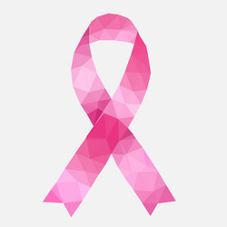 pink ribbon low polygon style vector