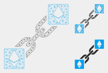 Ethereum blockchain mesh wire frame model vector