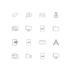 files and folders sign linear thin icons set vector image