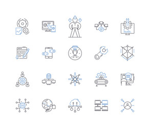 input line icons collection keyboard mouse vector