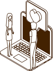 man with desktop computer screen and email vector image