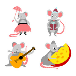 set cute cartoon rats Vector Image