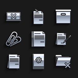 set file document user manual delete folder vector image
